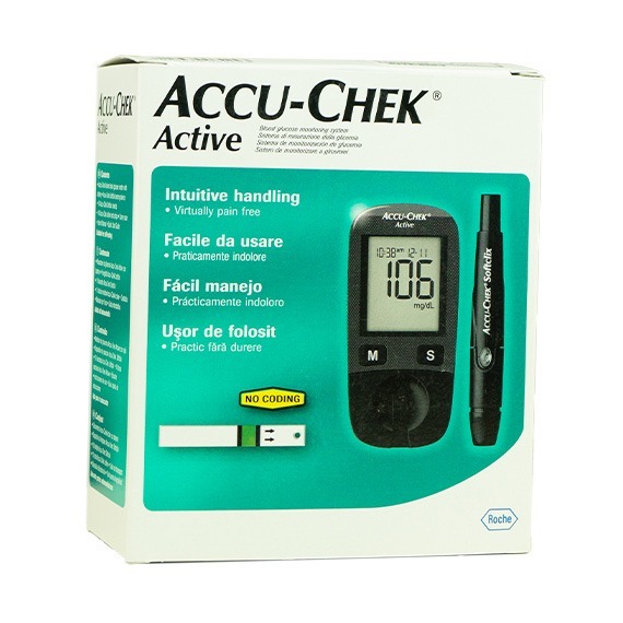 Pachet glucometru accu chek active, 110 teste, 110 ace