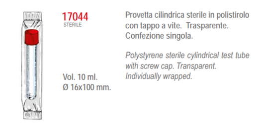 Eprubeta sterila cu dop filetat 10ml amb. ind. - kima