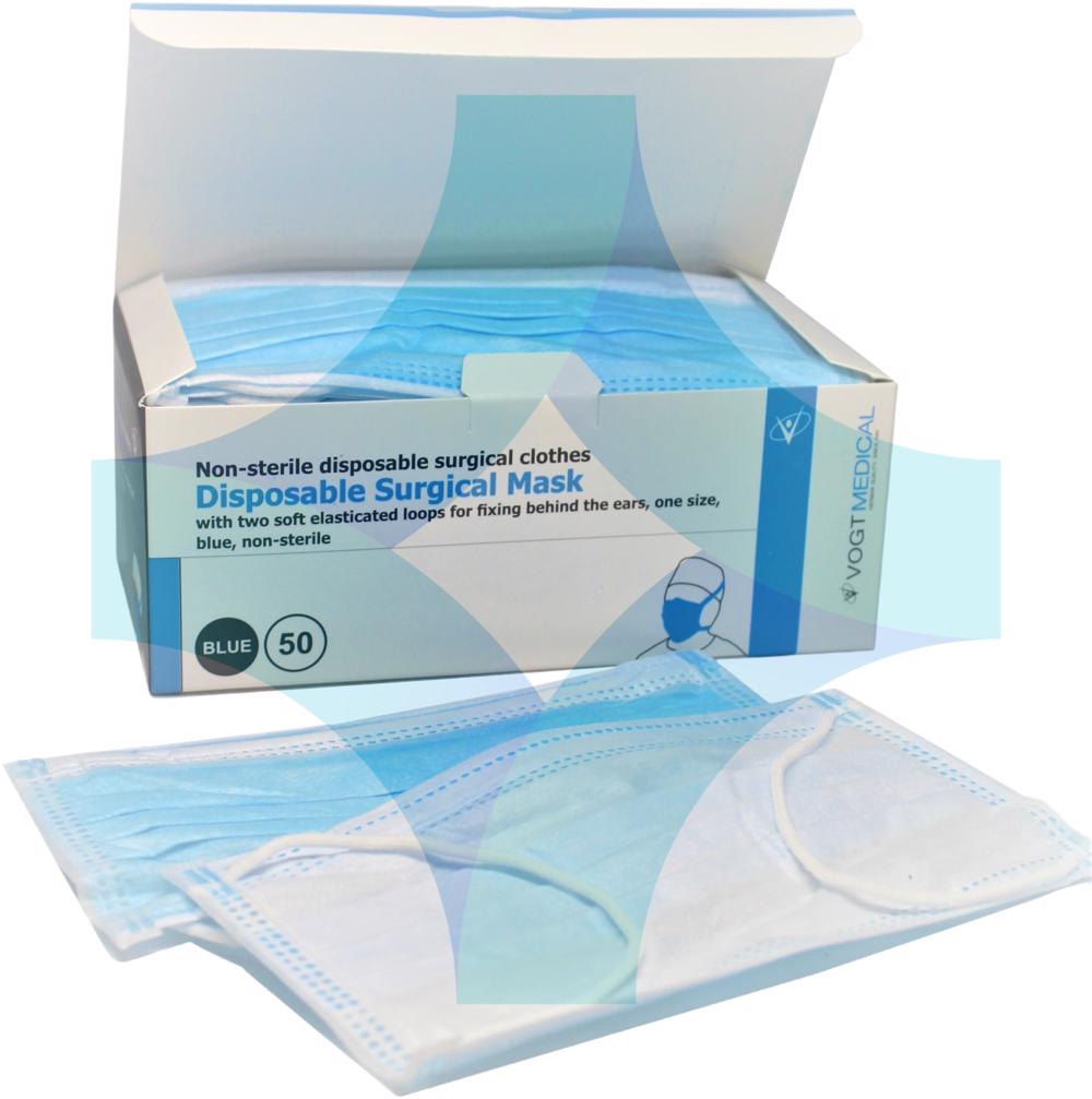 Masca medicala cu elastic tip iir, albastru, protectie 99.6%, en 14683
