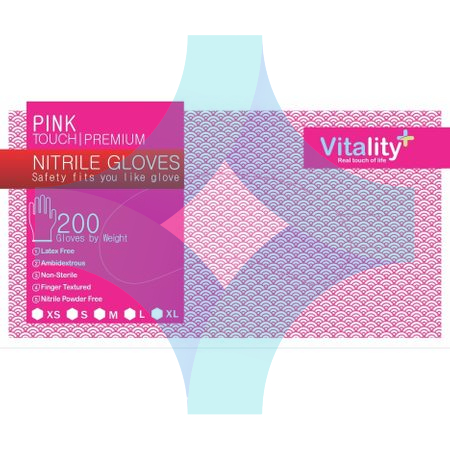 Manusi nitril fara pudra 200buc pink touch (marimi diverse)